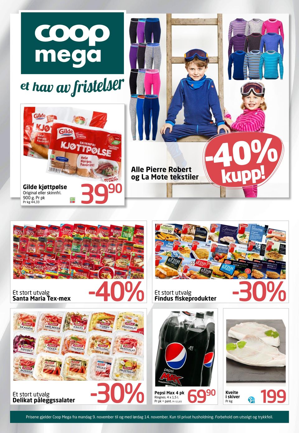 -40% -4ku0pp%! Findus fiskeprodukter Pepsi Max 4 pk Ringnes. 4 x 1,5 l. Pr pk + pant.