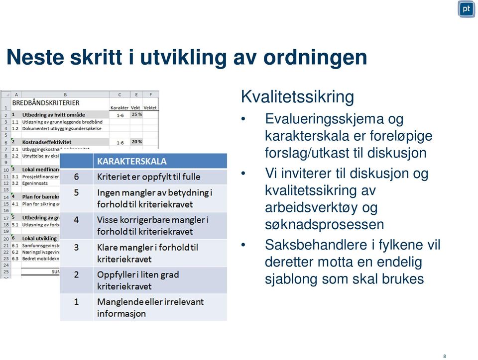 til diskusjon og kvalitetssikring av arbeidsverktøy og søknadsprosessen