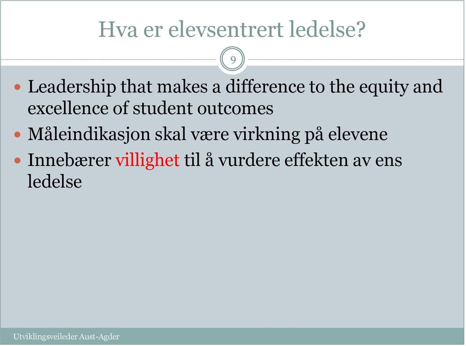 excellence of student outcomes Måleindikasjon skal