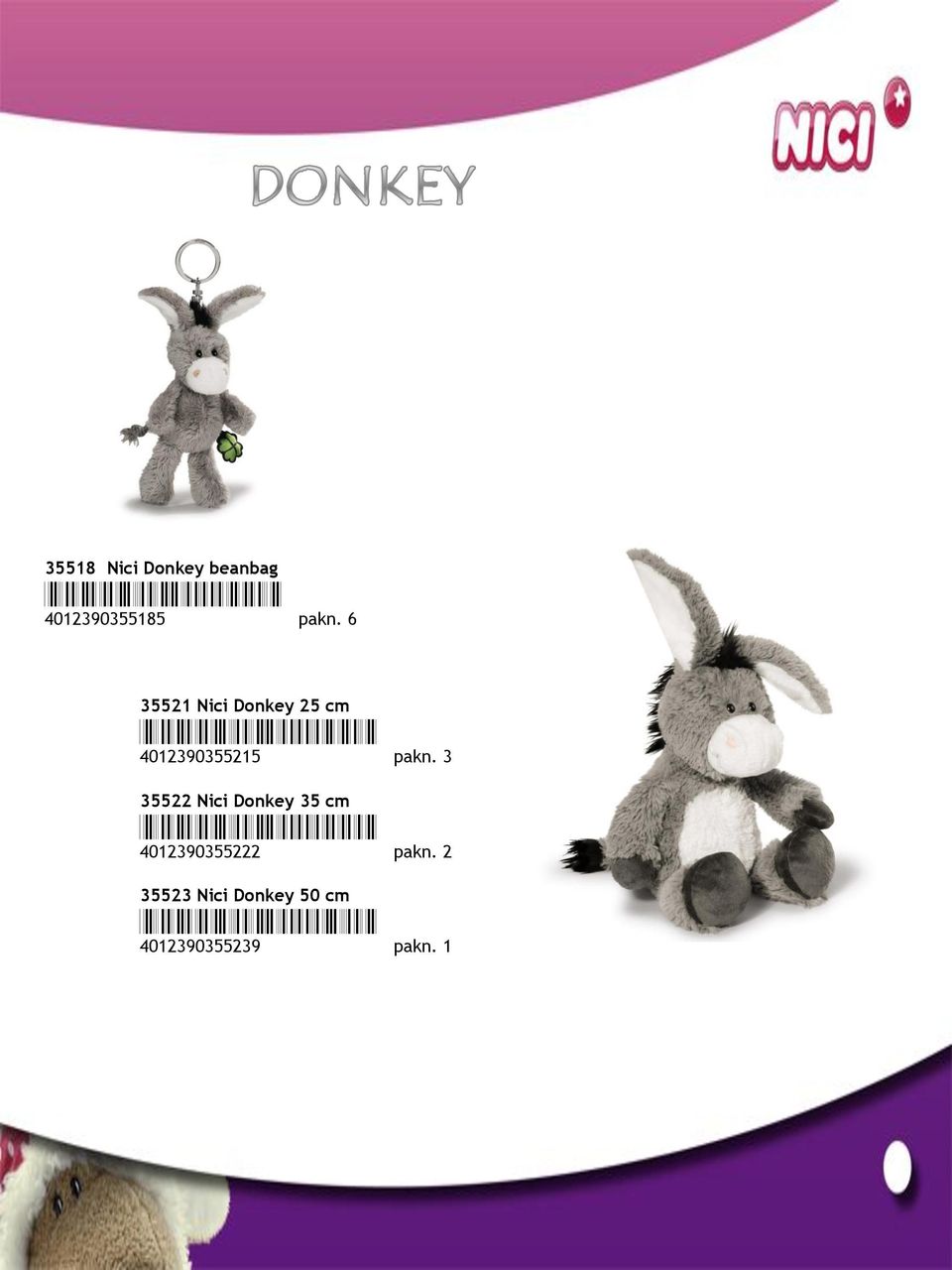 3 35522 Nici Donkey 35 cm *4012390355222* 4012390355222 pakn.