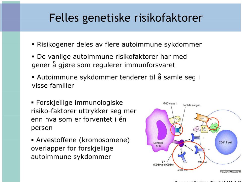 Autoimmune sykdommer tenderer til å samle seg i visse familier Forskjellige immunologiske risiko-faktorer