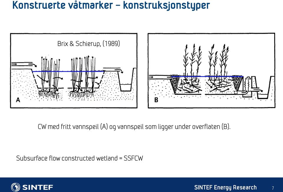 vannspeil som ligger under overflaten (B).