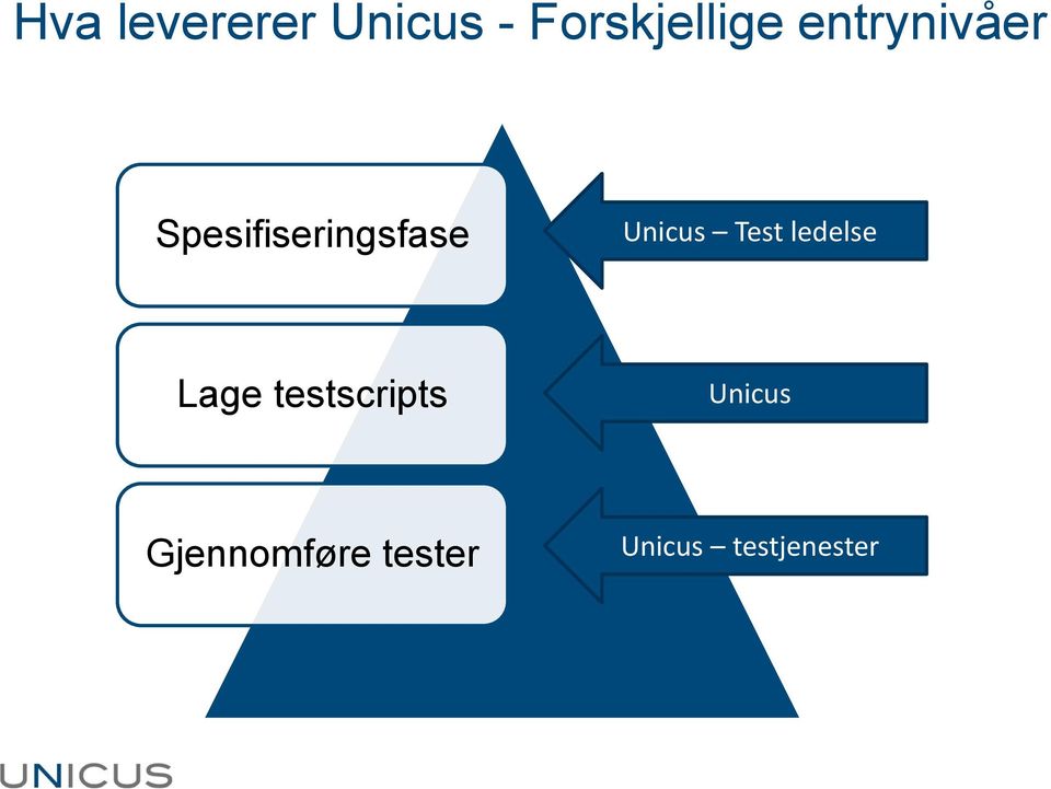 Test ledelse Lage testscripts Unicus
