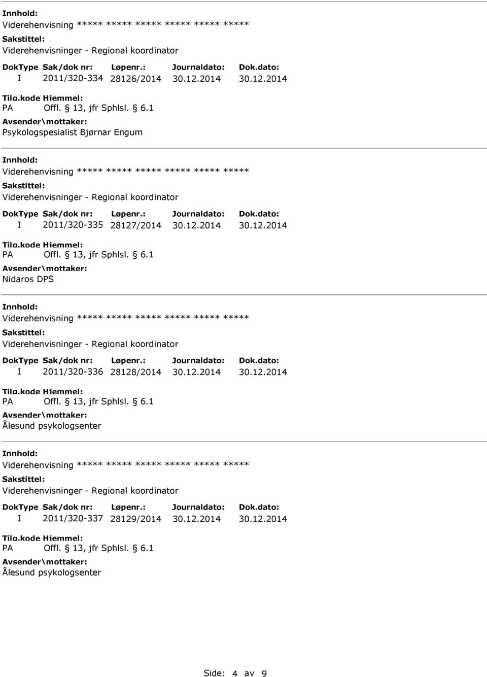 nnhold: 2011/320-336 28128/2014 Ålesund psykologsenter