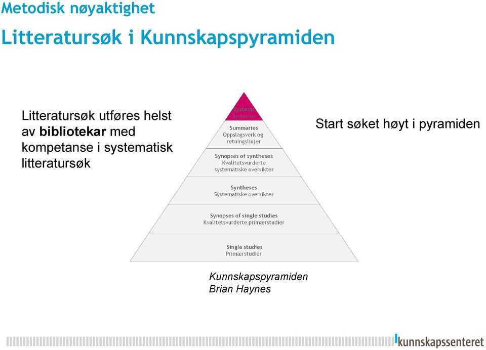 bibliotekar med kompetanse i systematisk