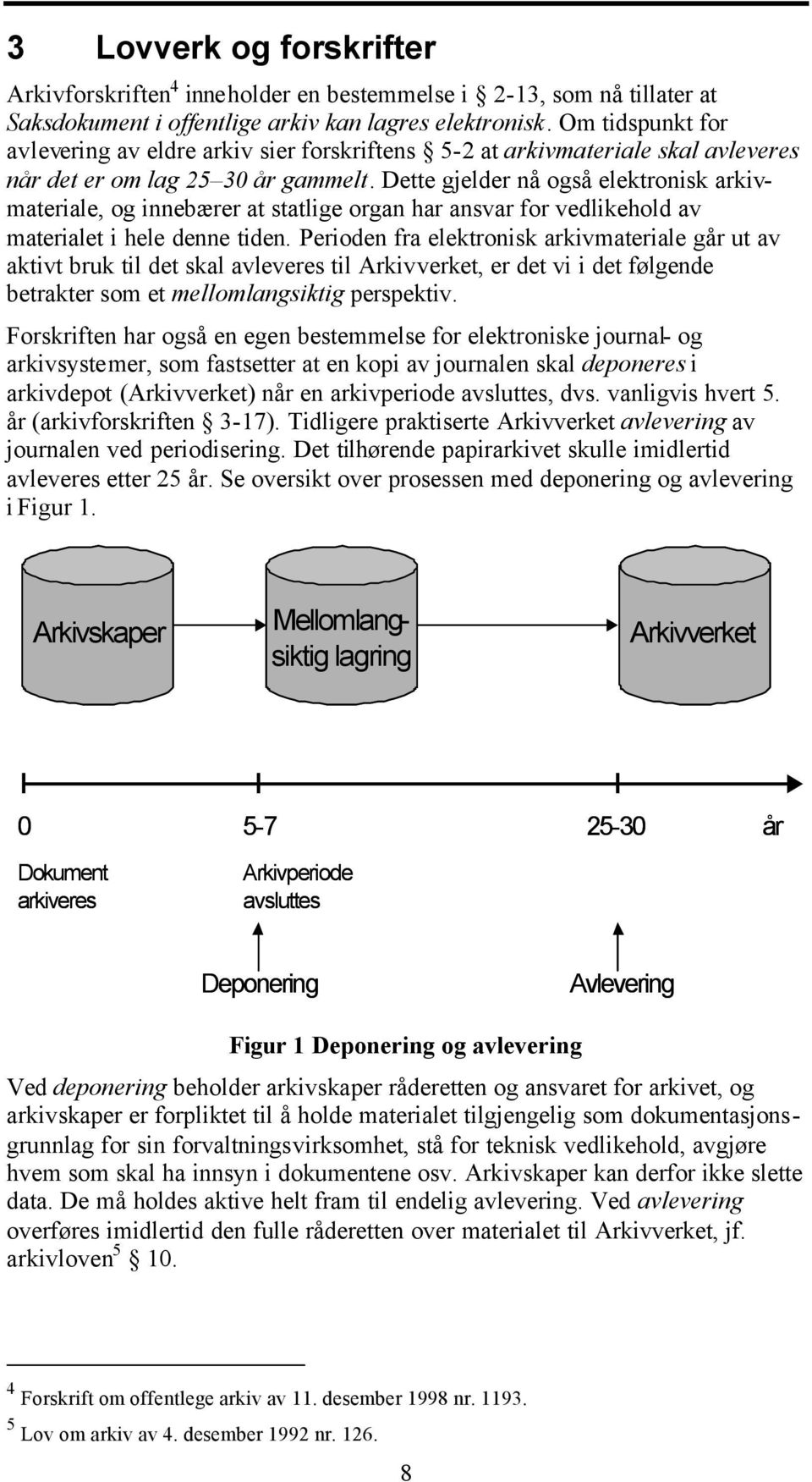Dette gjelder nå også elektronisk arkivmateriale, og innebærer at statlige organ har ansvar for vedlikehold av materialet i hele denne tiden.