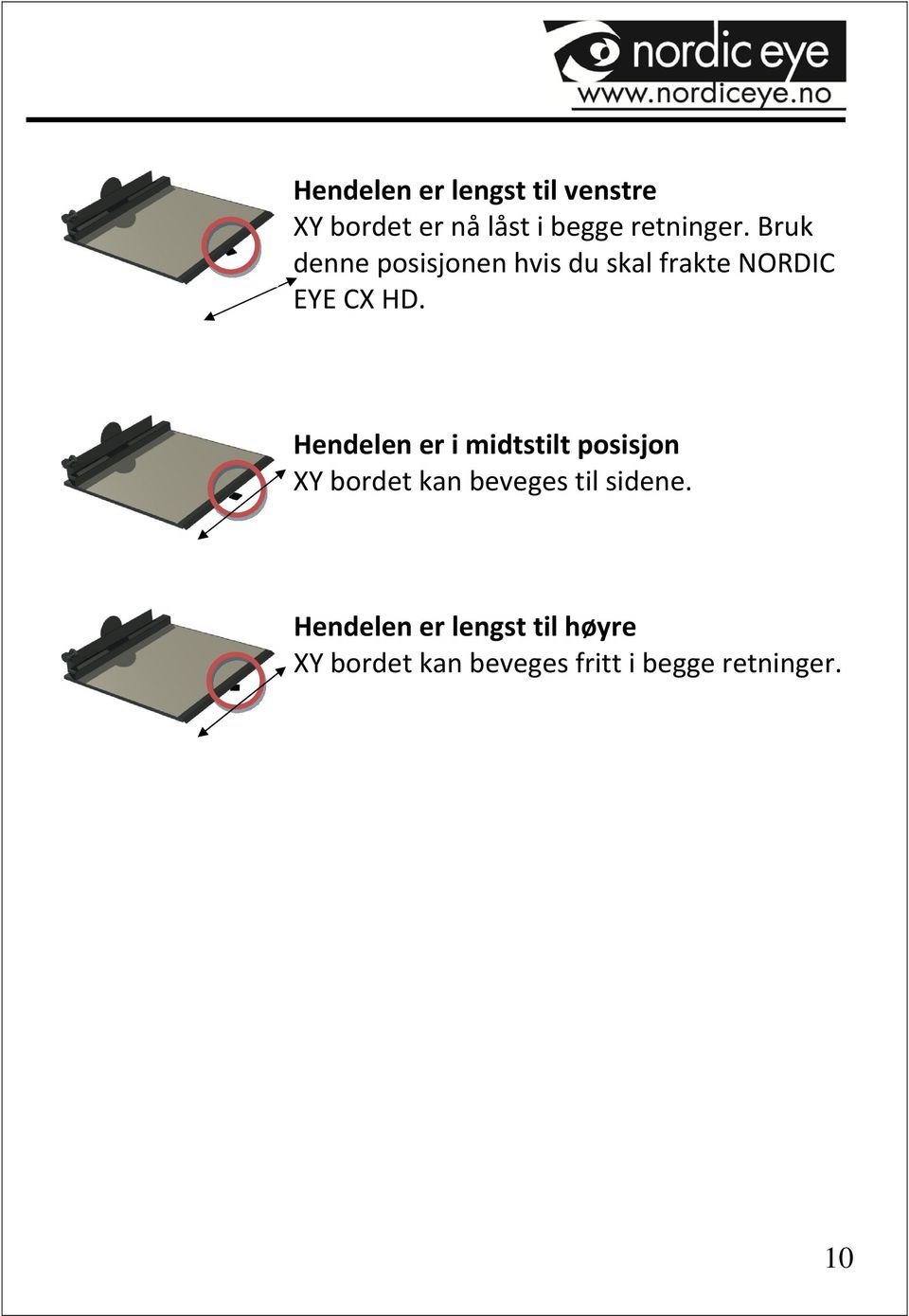 Bruk denne posisjonen hvis du skal frakte NORDIC EYE CX HD.