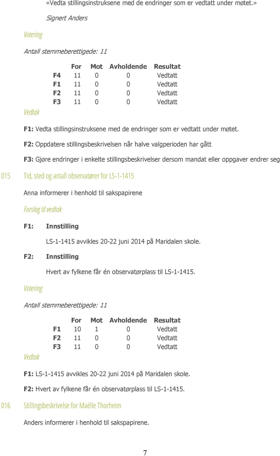 for LS-1-1415 Anna informerer i henhold til sakspapirene LS-1-1415 avvikles 20-22 juni 2014 på Maridalen skole. F2: Innstilling Hvert av fylkene får én observatørplass til LS-1-1415.