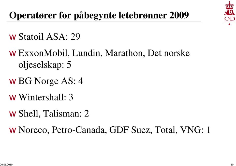 oljeselskap: 5 BG Norge AS: 4 Wintershall: 3 Shell,