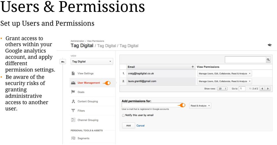 and apply different permission settings.