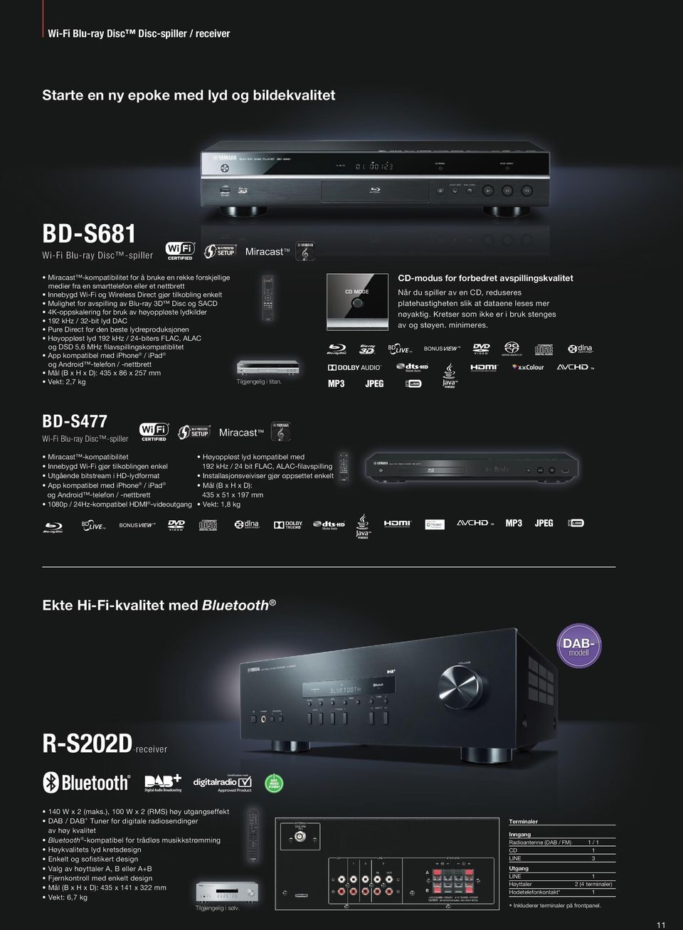 32-bit lyd DAC Pure Direct for den beste lydreproduksjonen Høyoppløst lyd 192 khz / 24-biters FLAC, ALAC og DSD 5,6 MHz filavspillingskompatiblitet App kompatibel med iphone / ipad og Android