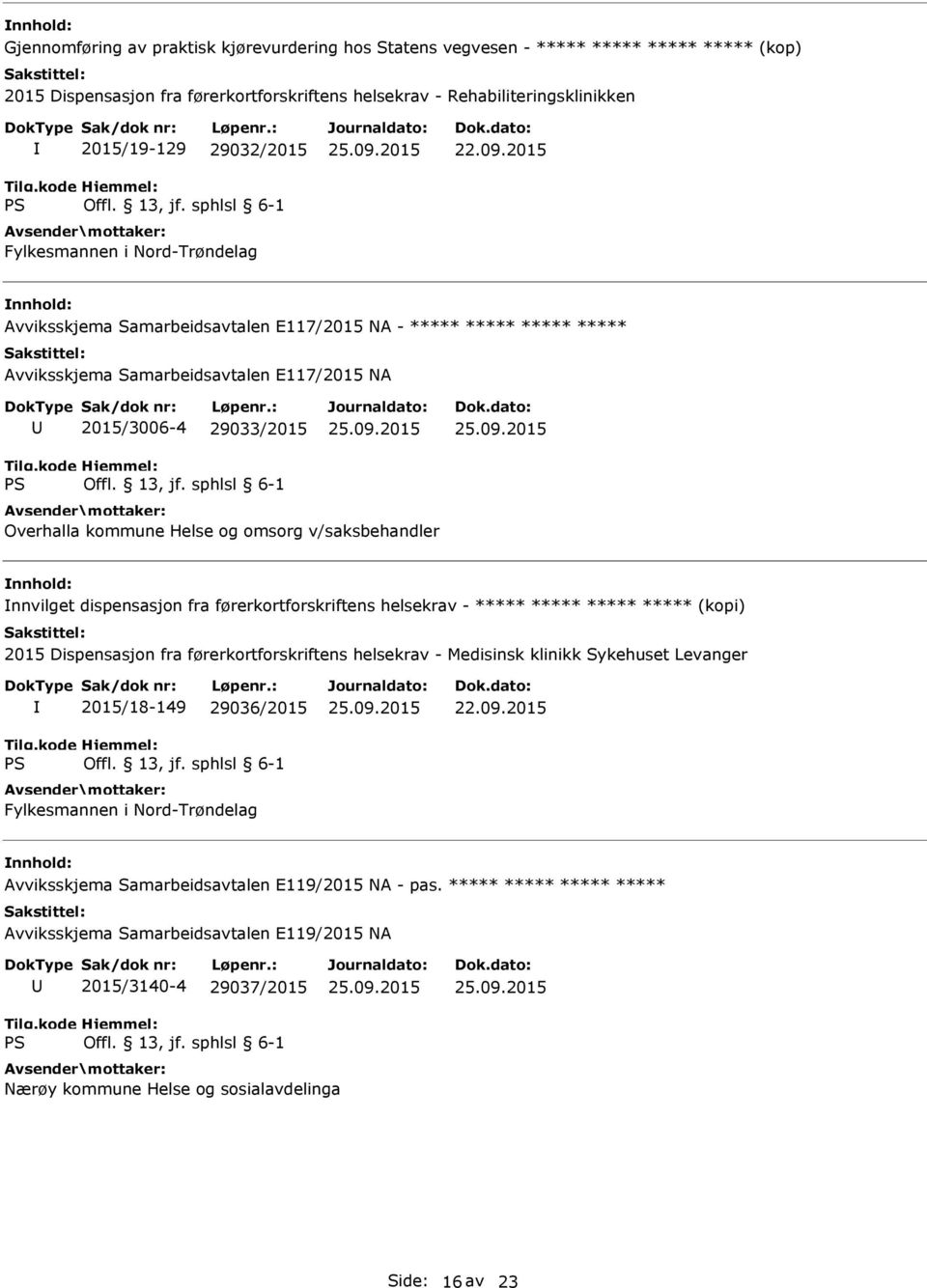 2015 Avviksskjema Samarbeidsavtalen E117/2015 NA - ***** ***** ***** ***** Avviksskjema Samarbeidsavtalen E117/2015 NA 2015/3006-4 29033/2015 Overhalla kommune Helse og omsorg v/saksbehandler