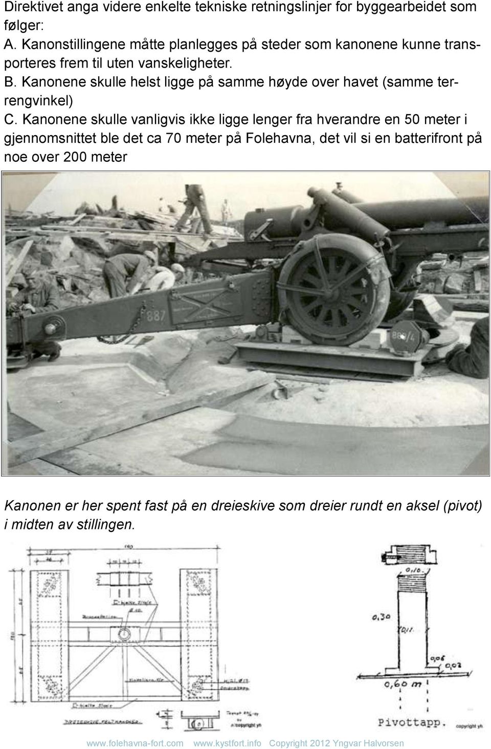 Kanonene skulle helst ligge på samme høyde over havet (samme terrengvinkel) C.