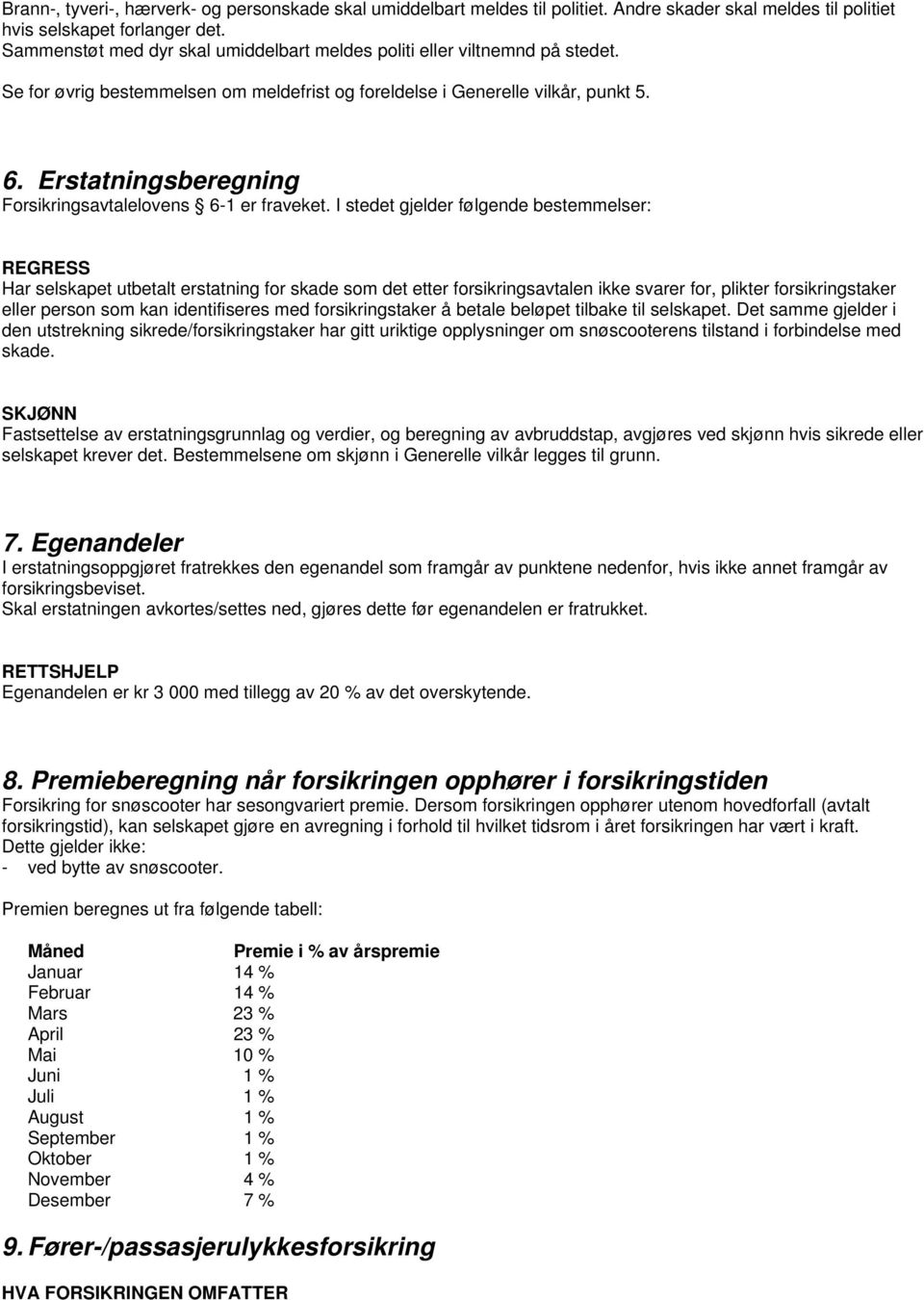 Erstatningsberegning Forsikringsavtalelovens 6-1 er fraveket.