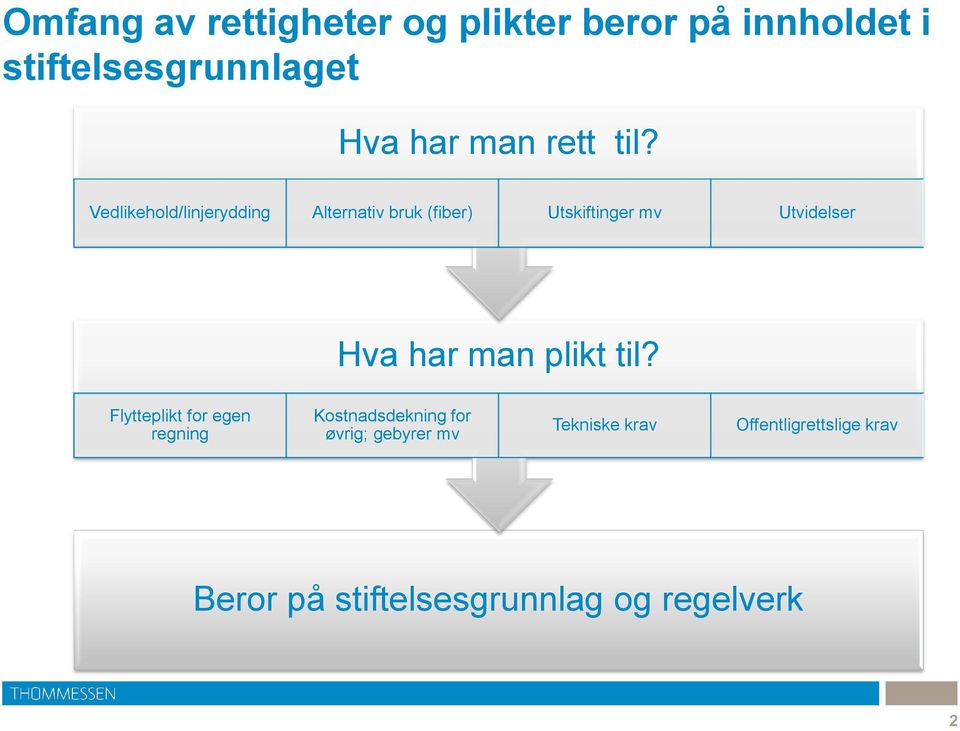 Vedlikehold/linjerydding Alternativ bruk (fiber) Utskiftinger mv Utvidelser Hva har