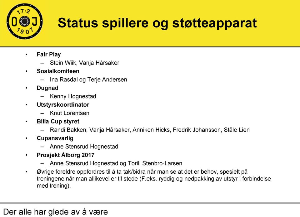 Anne Stensrud Hognestad Prosjekt Ålborg 2017 Anne Stensrud Hognestad og Torill Stenbro-Larsen Øvrige foreldre oppfordres til å ta tak/bidra