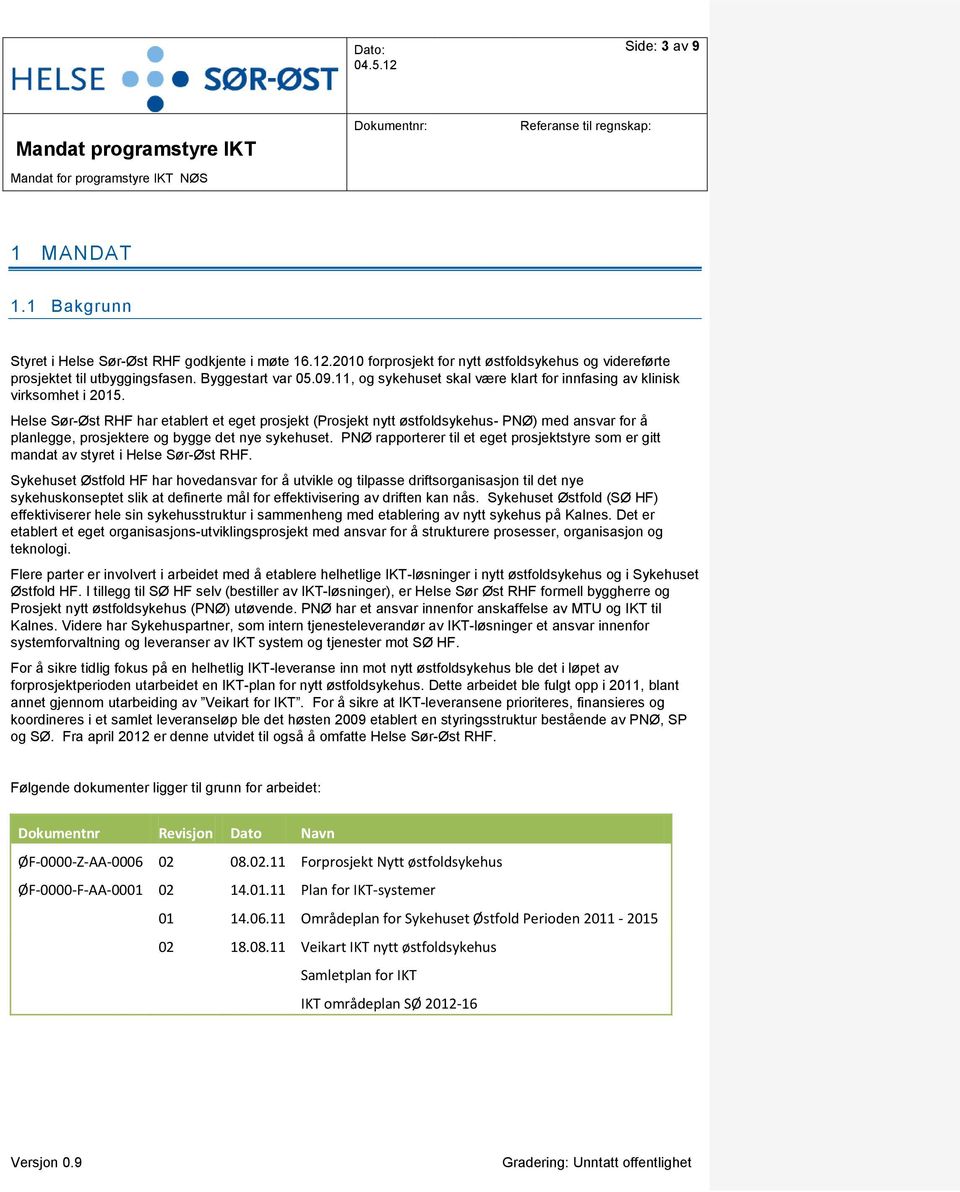 Helse Sør-Øst RHF har etablert et eget prosjekt (Prosjekt nytt østfoldsykehus- PNØ) med ansvar for å planlegge, prosjektere og bygge det nye sykehuset.