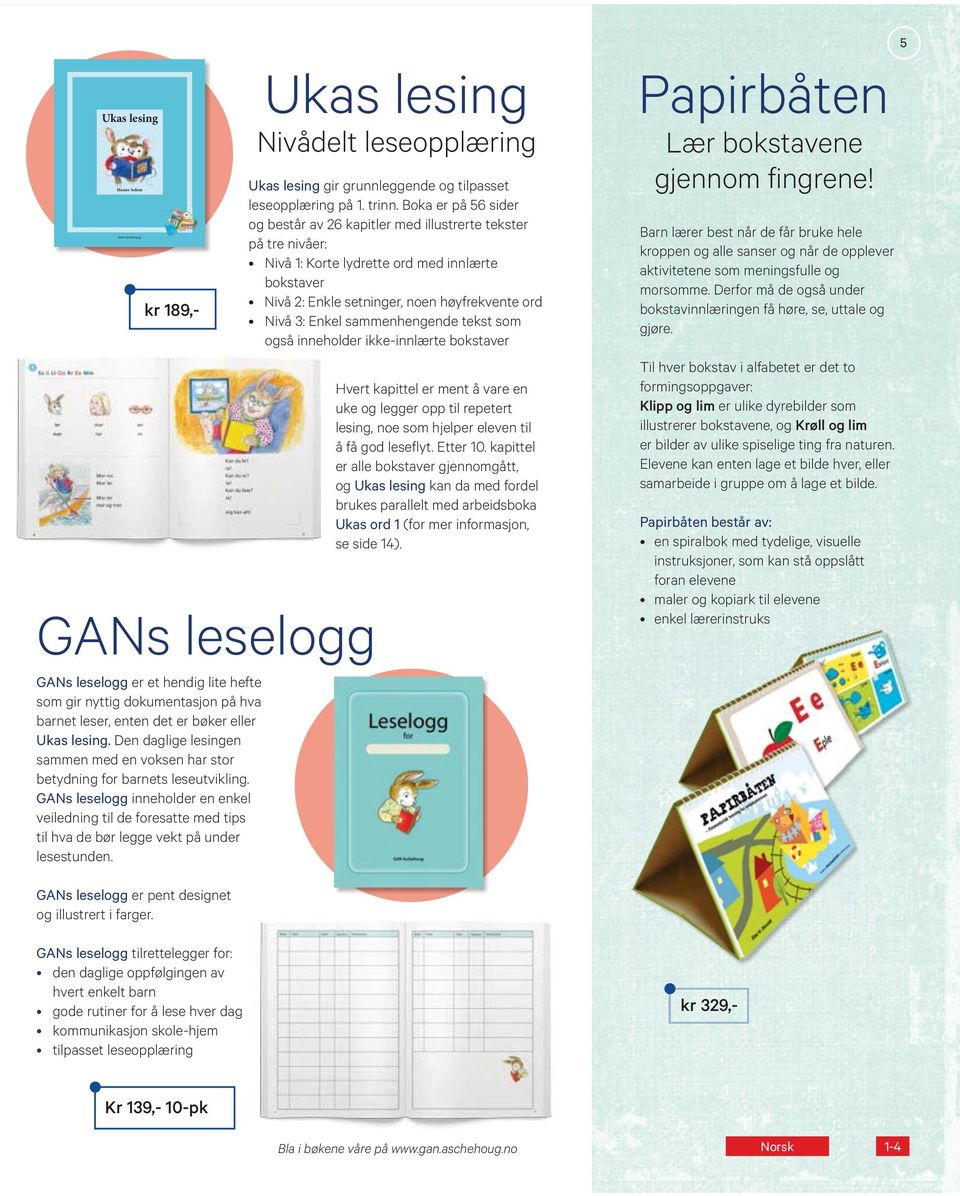 GANs leselogg inneholder en enkel veiledning til de foresatte med tips til hva de bør legge vekt på under lesestunden.