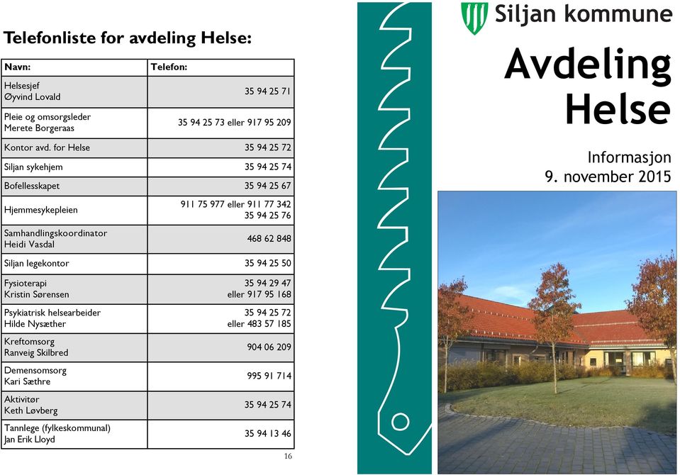 848 Avdeling Helse Informasjon 9.