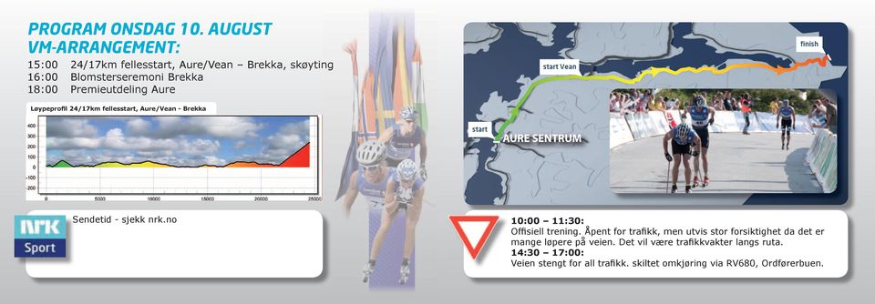 Premieutdeling Aure Vean Løypeprofil 24/17km felles, Aure/Vean - Brekka AURE SENTRUM Sendetid - sjekk nrk.