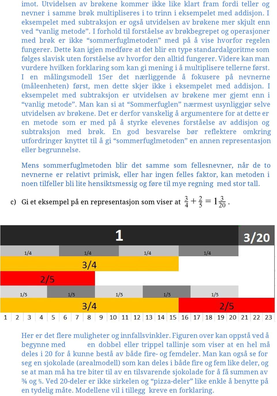 I forhold til forståelse av brøkbegrepet og operasjoner med brøk er ikke sommerfuglmetoden med på å vise hvorfor regelen fungerer.