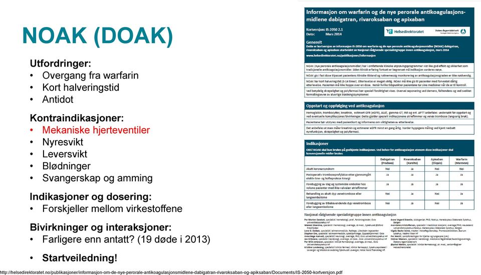 Bivirkninger og interaksjoner: Farligere enn antatt? (19 døde i 2013) Startveiledning! http://helsedirektoratet.