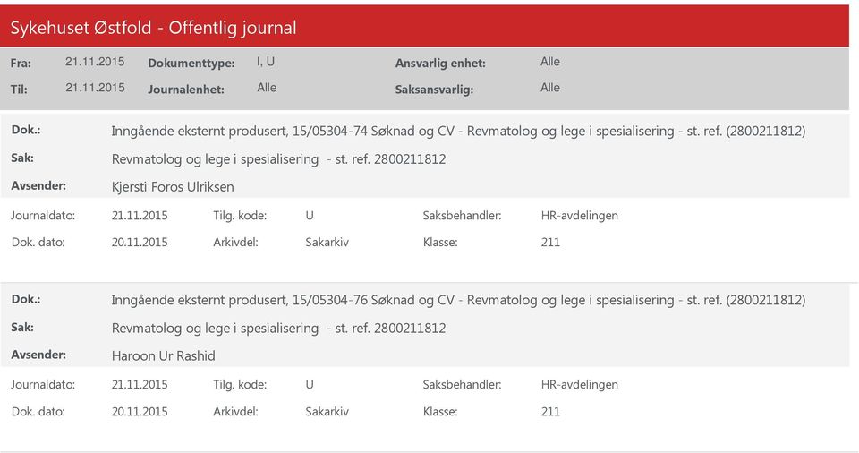 og lege i spesialisering - st. ref.