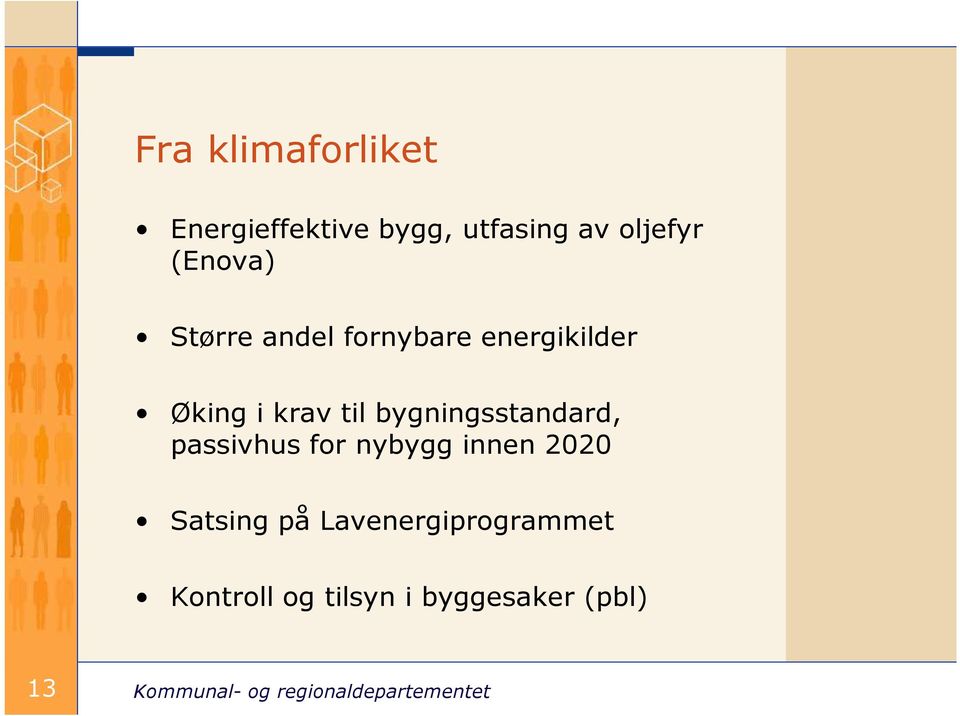 bygningsstandard, passivhus for nybygg innen 2020 Satsing på