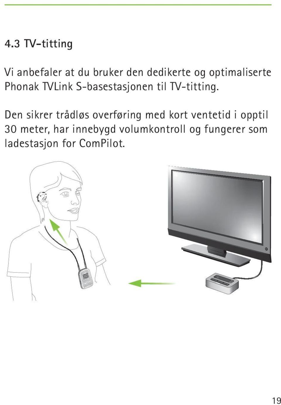 optimaliserte Phonak TVLink S-basestasjonen til TV-titting.