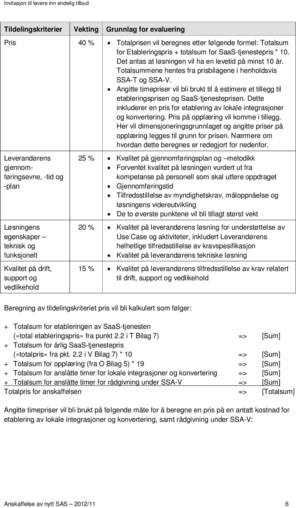 Angitte timepriser vil bli brukt til å estimere et tillegg til etableringsprisen og SaaS-tjenesteprisen. Dette inkluderer en pris for etablering av lokale integrasjoner og konvertering.