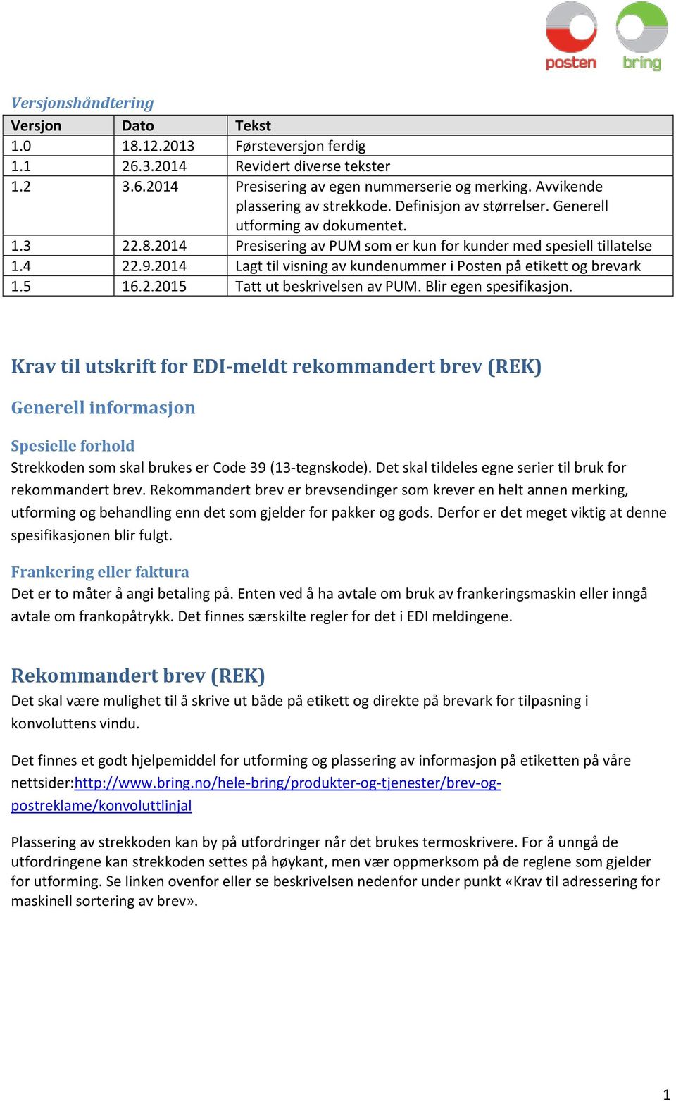 Krav til utskrift for EDImeldt rekommandert brev (REK) - PDF Free ...