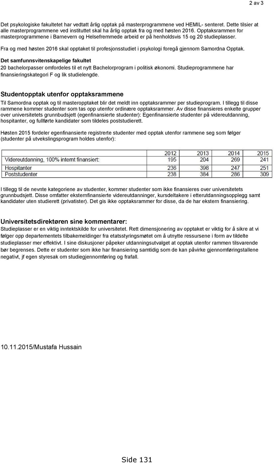 Opptaksrammen for masterprogrammene i Barnevern og Helsefremmede arbeid er på henholdsvis 15 og 20 studieplasser.