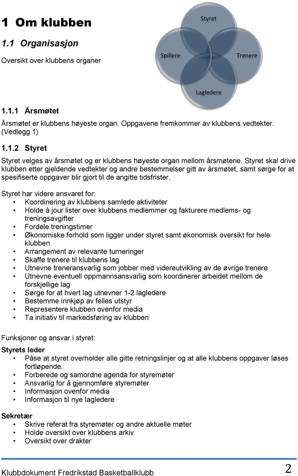 Styret skal drive klubben etter gjeldende vedtekter og andre bestemmelser gitt av årsmøtet, samt sørge for at spesifiserte oppgaver blir gjort til de angitte tidsfrister.