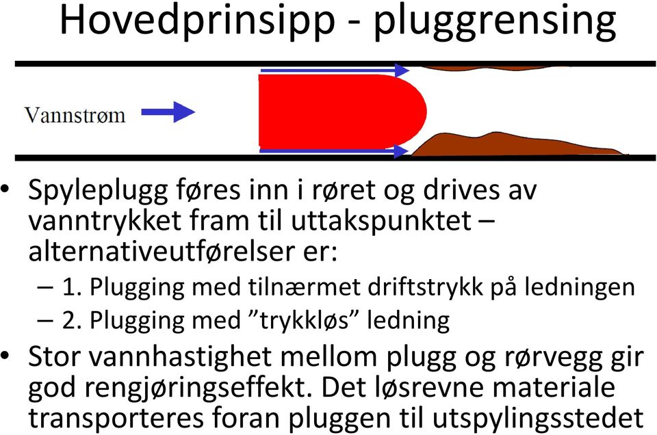 Plugging med tilnærmet driftstrykk på ledningen 2.