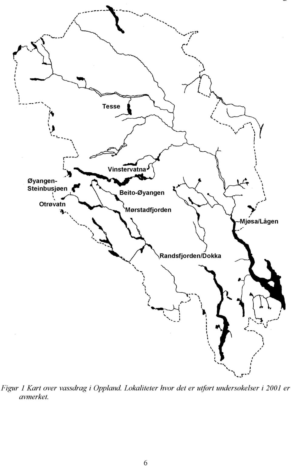 Randsfjorden/Dokka Figur 1 Kart over vassdrag i