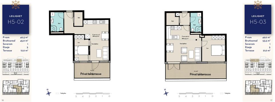 53,5 m 2 Stue kjøkken P-rom 49,0 m 2 Bruttoareal 53,5 m 2 erom 1 Etasje 5