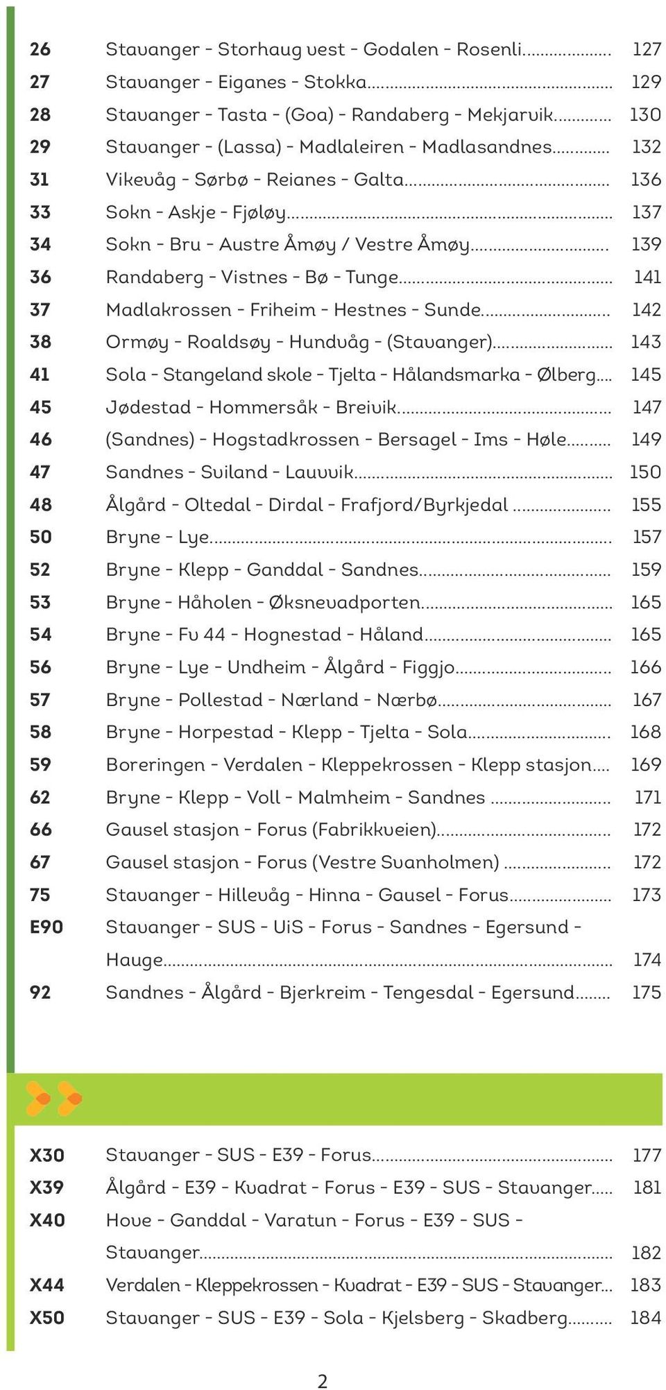 Sokn - Bru - Austre Åmøy / Vestre Åmøy... Randaberg - Vistnes - Bø - Tunge Madlakrossen - Friheim - Hestnes - Sunde. Ormøy - Roaldsøy - Hundvåg - (Stavanger).