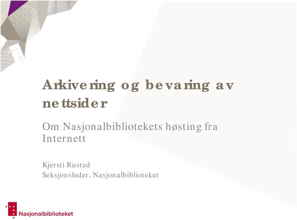 Nasjonalbibliotekets høsting fra