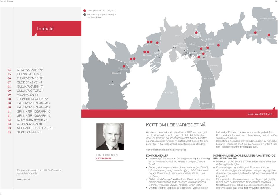 GULLHAUGVEIEN 7 09 GULLHAUG TORG 1 09 ASLAKVEIEN 14 10 TRONDHEIMSVEIEN 72 10 BÆRUMSVEIEN 204-206 10 BÆRUMSVEIEN 204-206 11 GRINI NÆRINGSPARK 10 11 GRINI NÆRINGSPARK 15 12 MALMSKRIVERVEIEN 4 13