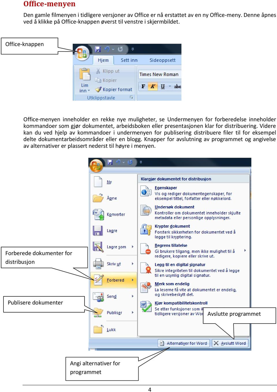 distribuering. Videre kan du ved hjelp av kommandoer i undermenyen for publisering distribuere filer til for eksempel delte dokumentarbeidsområder eller en blogg.