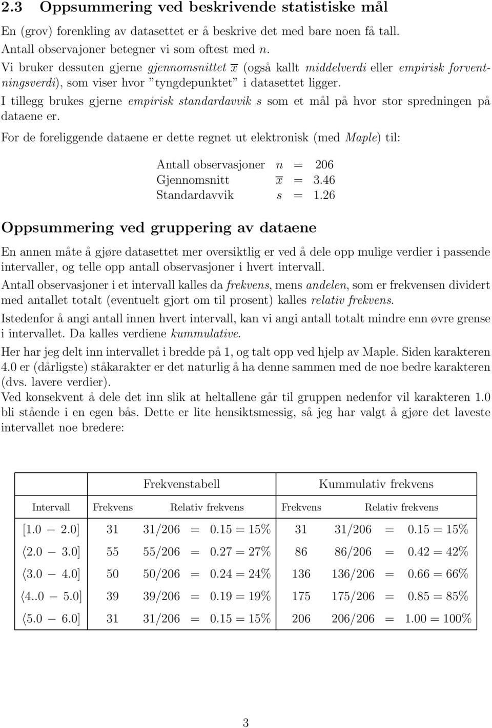 I tillegg brukes gjerne empirisk standardavvik s som et mål på hvor stor spredningen på dataene er.