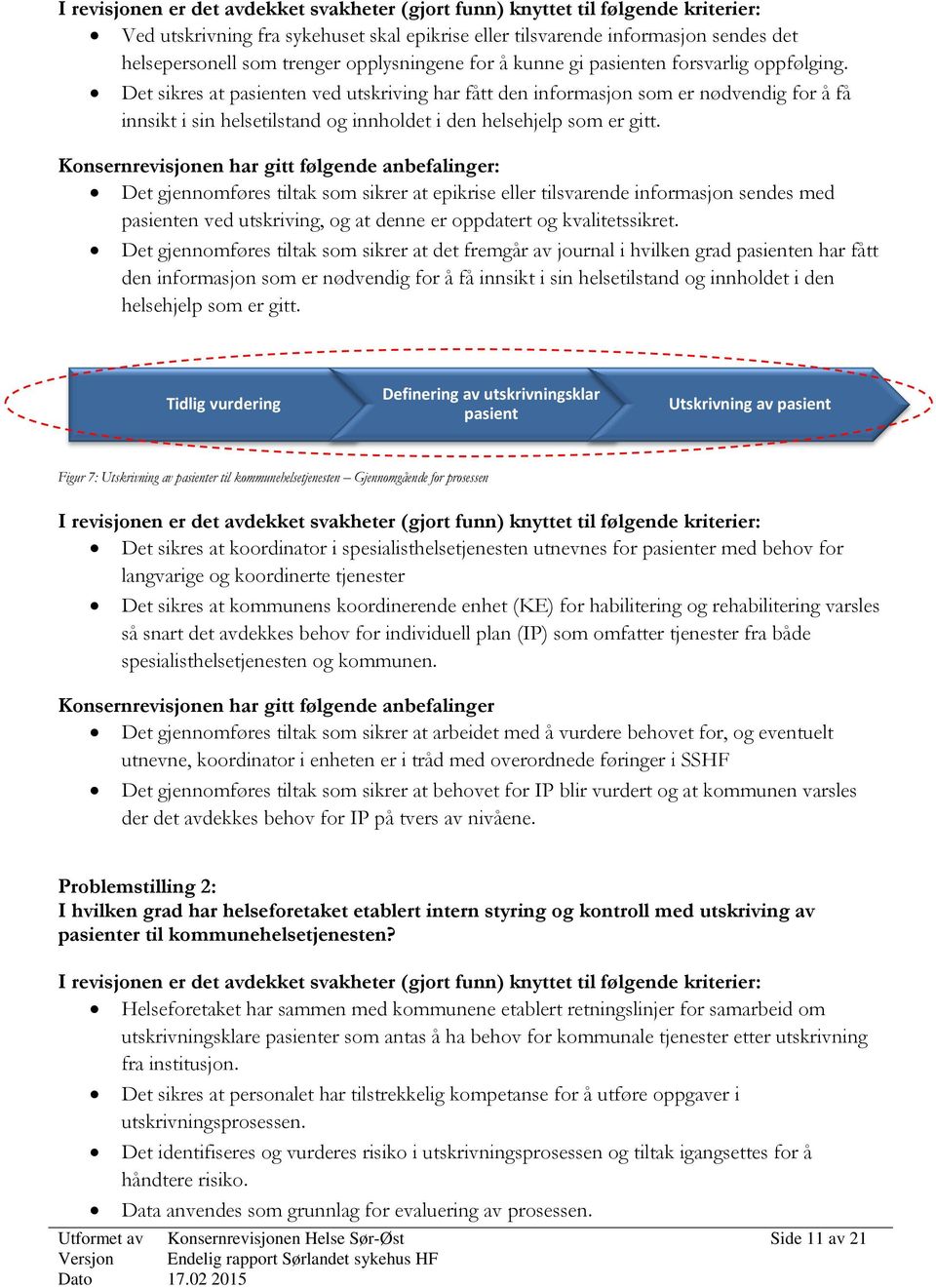 Det sikres at pasienten ved utskriving har fått den informasjon som er nødvendig for å få innsikt i sin helsetilstand og innholdet i den helsehjelp som er gitt.