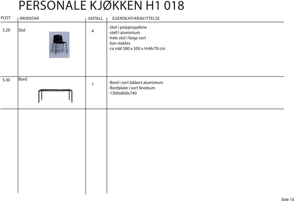 stol i farge sort -kan stables -ca mål 580 x 500 x