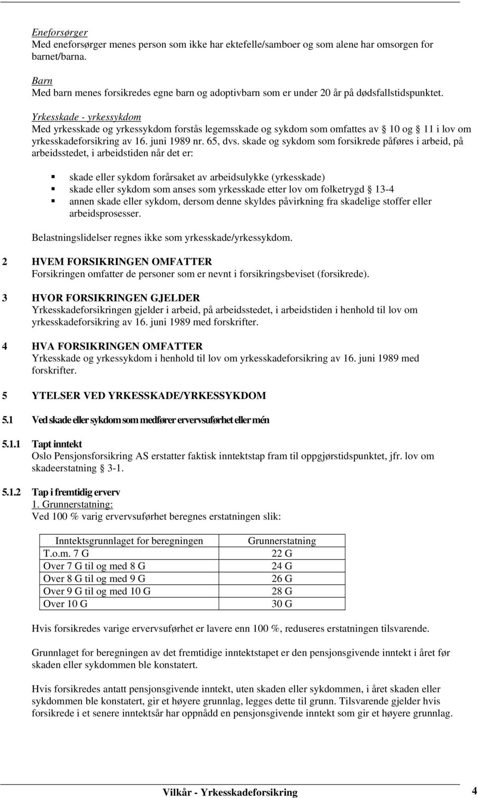 Yrkesskade - yrkessykdom Med yrkesskade og yrkessykdom forstås legemsskade og sykdom som omfattes av 10 og 11 i lov om yrkesskadeforsikring av 16. juni 1989 nr. 65, dvs.