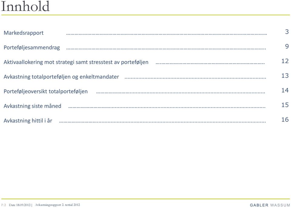 .. 12 Avkastning totalporteføljen og enkeltmandater.