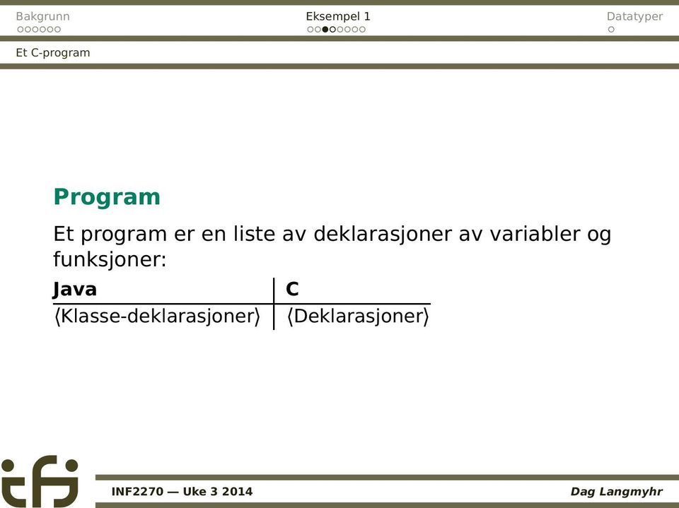 variabler og funksjoner: Java