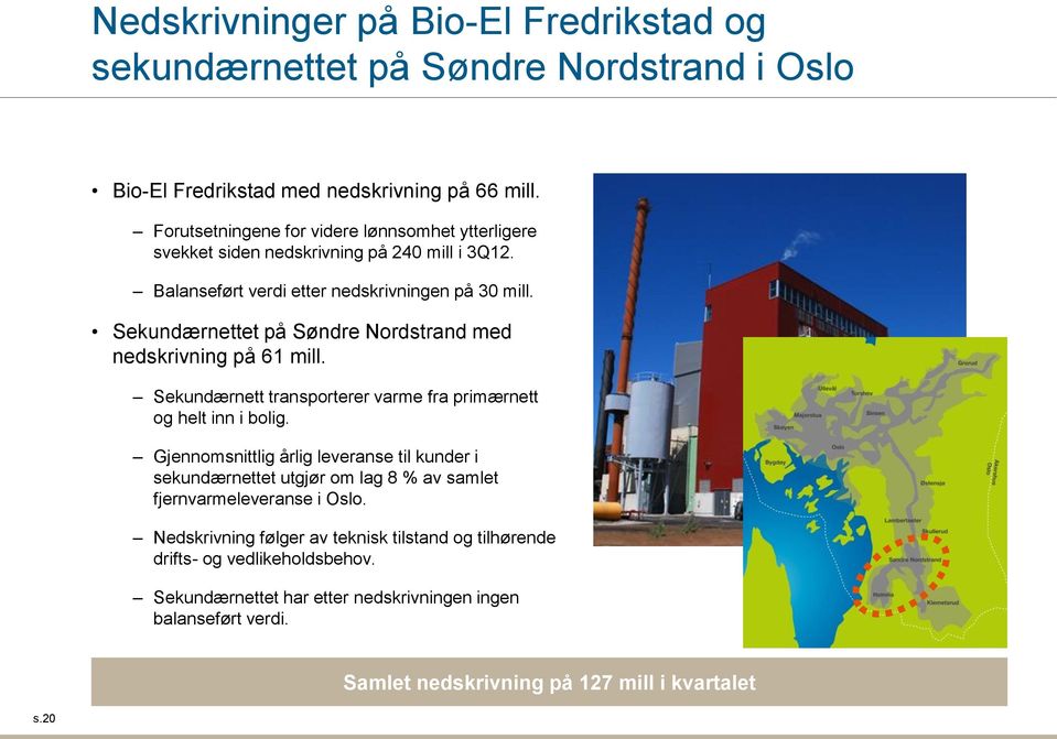 Sekundærnettet på Søndre Nordstrand med nedskrivning på 61 mill. Sekundærnett transporterer varme fra primærnett og helt inn i bolig.