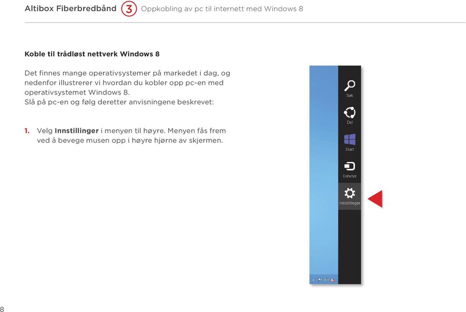 kobler opp pc-en med operativsystemet Windows 8.