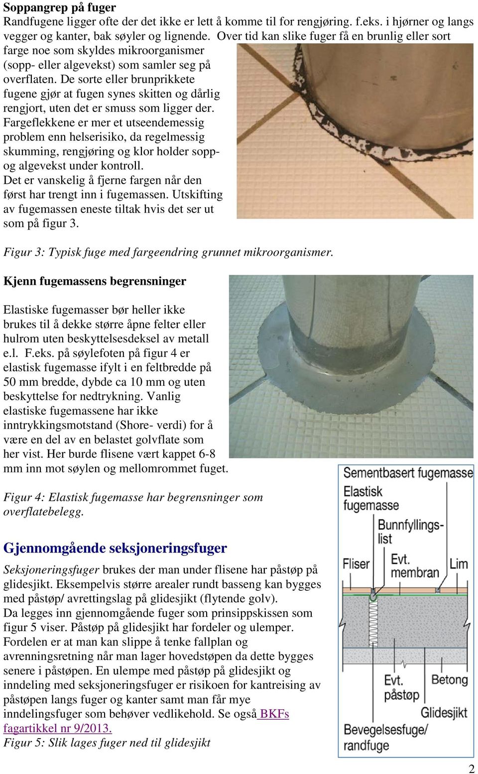 De sorte eller brunprikkete fugene gjør at fugen synes skitten og dårlig rengjort, uten det er smuss som ligger der.