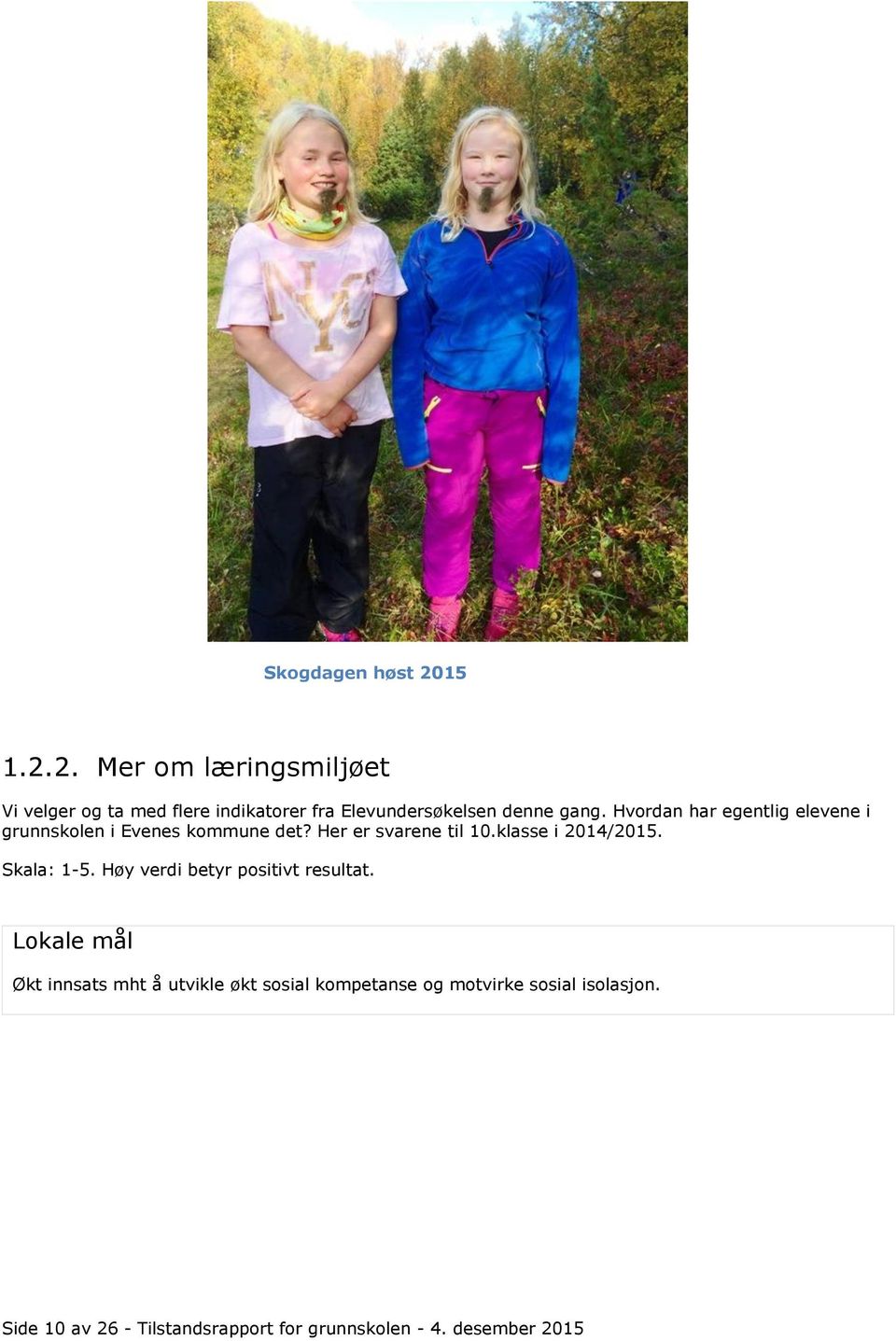 Hvordan har egentlig elevene i grunnskolen i Evenes kommune det? Her er svarene til 10.klasse i 2014/2015.